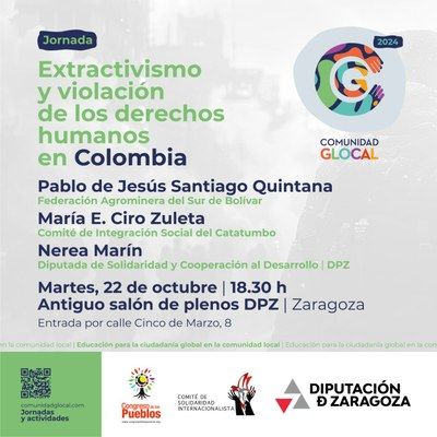 La Diputación de Zaragoza aborda la situación problemática de la extracción de recursos naturales en Colombia