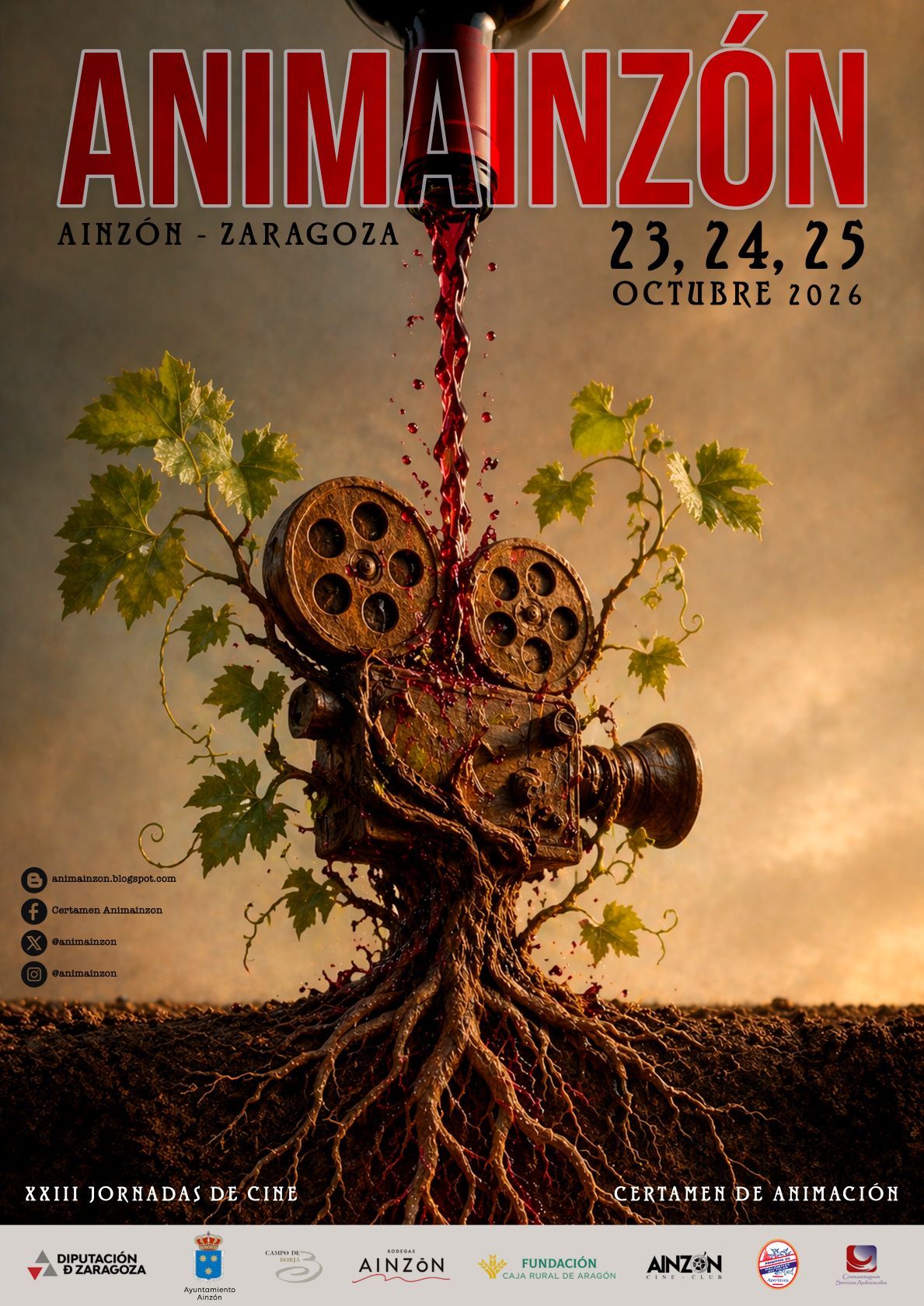 CARTEL JORNADAS CINE AINZÓN 2026 LOGOS BAJO PESO